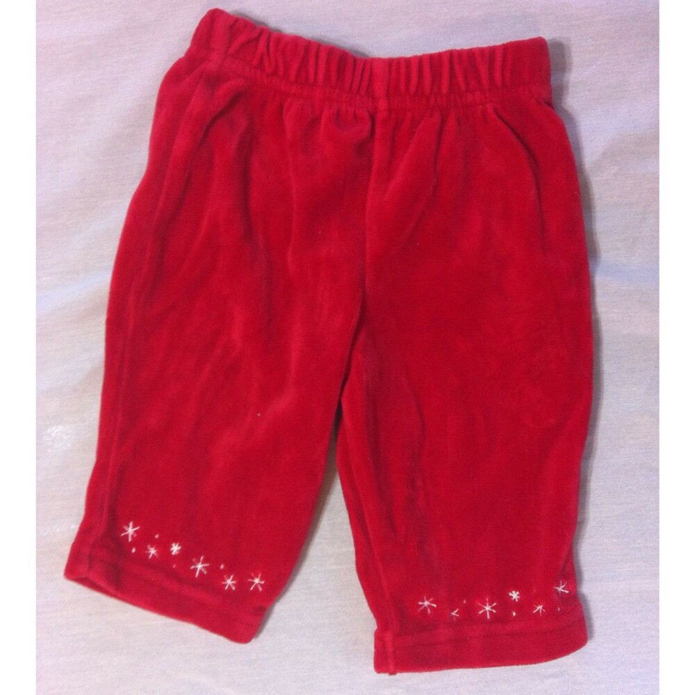 MINIWEAR CLASSICS GIRLS VELOUR PANTS 3-6 MONTHS RED